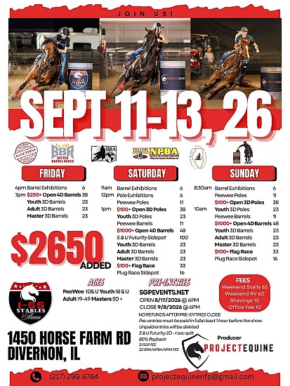 Sept 11-13, 2026: Weekend Jackpot - I-55 Stables & Arena